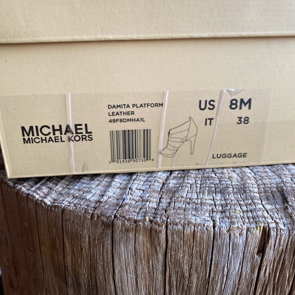 Michael Kors Damita Platform Leather Brown/Gold - Picture 9 of 10